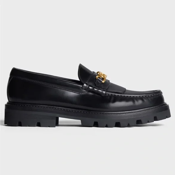 CELINE Margaret Loafer with Triomphe Chain in Polished Black Leather - Picture 2 of 16
